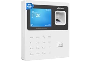 ANVIZ Time Clocks for Employees Small Business - Forever Free Cloud Software - CX2 Fingerprint Biometric Clock in and Out Attendance Machine, White