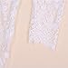 Wispun Women Sexy Deep-V Long Sleeve Lace Maxi Dresses See-through Mullet Dress (S, White)