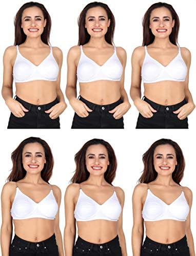 Lelly Women's Poly Cotton & Cotton Non-Padded Non-Wired T-Shirt Bra (Pack of 6)
