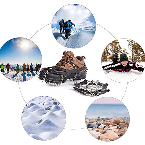 Vodche Traction Cleats Crampons Ice Snow Grips for Boots Shoes Stainless Steel Ice Cleats with 19 Spikes Safe Protect for Walking, Jogging, Climbing and Hiking (X-Large) - Thumbnail 6