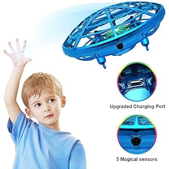 Hand Operated Drone for Kids, Hand Scoot Drone, Flying Ball Drone, with 5 Upgraded Interactive Sensors, 360 Degree Rotating Indoor Drone for Kids, UFO Toy For Boys and Girls.