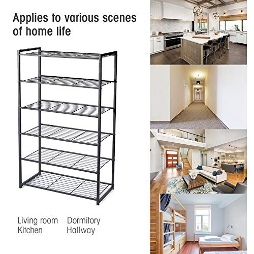 image for HOUSE DAY 6 Tier Shoe Rack Organizer Entryway Shoe Storage, Black Shoe