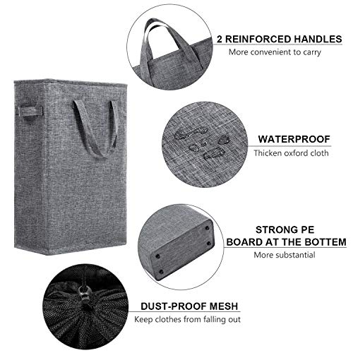 WOWLIVE Slim Thin Laundry Hamper Small Laundry Basket Handles