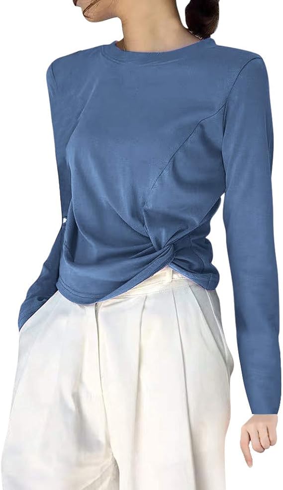 Amazon Co Jp レディース 無地 トップス 長袖 シャツ Tシャツ ラウンドネック 結び目 プルオーバー トレーナー ス カジュアル ファッション シンプル 原宿 黒 白 セーター スリムフィット アンダーシャツ 服 ファッション小物