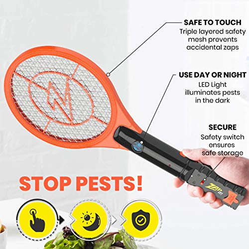 ZAP IT! Bug Zapper Rechargeable Bug Zapper Racket, 4,000 Volt, USB