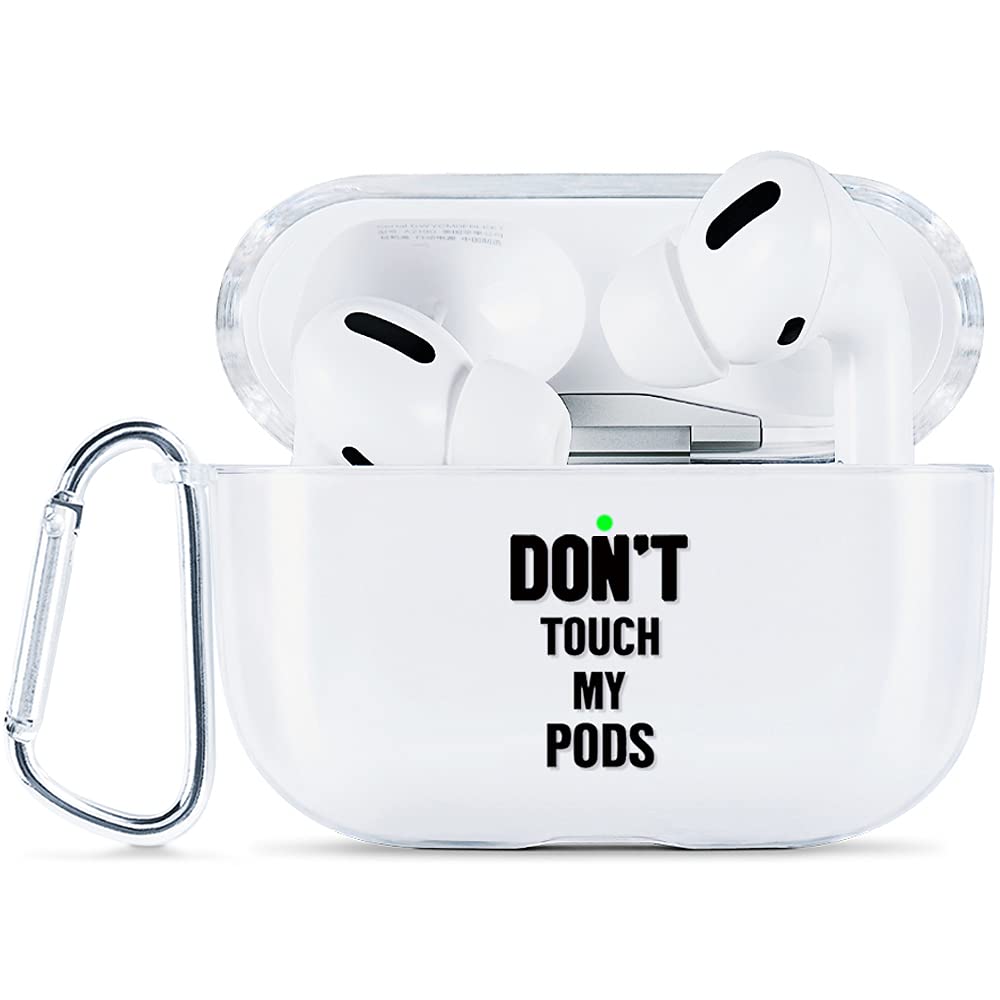 AKABEILA Case Compatible with Apple AirPods Pro Case with Carabiner Transparent Silicone Cute Design AirPod Pro 2019 Case Cover Front LED Visible Wireless Charging Case