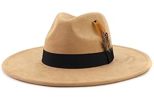 LIDHAY Big Wide Brim Fedora Hats for Women Men Western Suede Hat Panama Hat Outdoor Hats