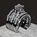 Wensltd 3-in-1 Womens Vintage White Diamond Silver Engagement Wedding Band Ring Set (#9, Silver)