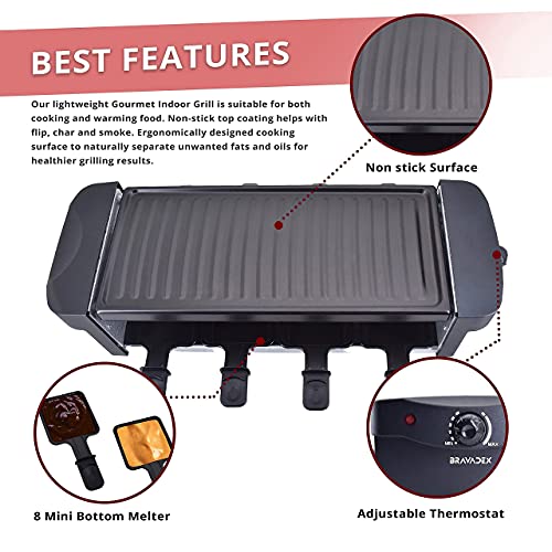 BRAVADEX Raclette Table Grill, Electric Indoor Barbecue Machine, Korean