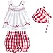 PanDaDa Baby Girls Sleeveless Tops Plaid Shorts Scarf Bowknot Outfits Sets 1-3y