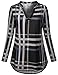 SeSe Code Long Sleeve Casual Shirts For Women, Ladies Plaid 2XL Tunic For Leggings Work Office Wear Maternity High Low Top Stretch Ruffles Baggy V Neck Blouse Gray and Black XXL