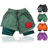 Crown Anime Shorts - Breathable Stretch Compression Gym Short with Pockets and Towel Holder