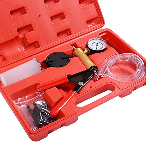2-in-1 Brake Fluid Bleeder & Vacuum Pump Test Tuner Kit - Hand Held Manual Vacuum Gauge Pump Tool Kit with Gauge for Automotive by Jecr