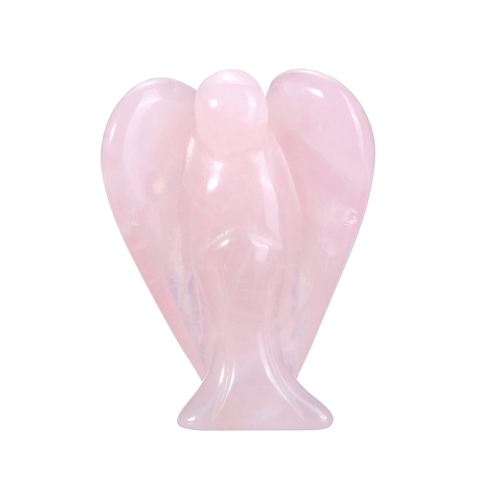 JSDDE Rose Quartz Crystal Angel Figurine Healing Gemstone Carved Mini Pocket Guardian Angels Statue Ornament Decoration 1.5 inch