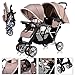Costzon Double Stroller, Twin Tandem Baby Stroller with Adjustable Backrest, Footrest, 5 Points Safety Belts, Foldable Design for Easy Transportation (Grey)