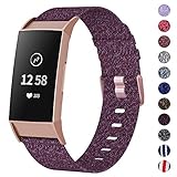 NANW Woven Bands Compatible with Fitbit Charge 3 Bands/Charge 3 SE, Soft Breathable Fabric Replacement Wristbands Strap Sports Accessories for Women Men, Large Small