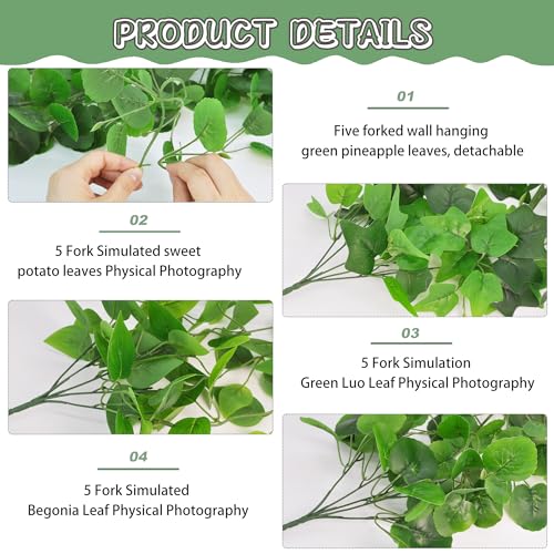 ROLLWAY Pack of 3 Artificial Hanging Plants 100 cm Artificial Plant Hanging Ivy Artificial Plants Like Real Plastic Plants Plastic Green Plant Balcony Plants Fake Vine for Outdoor Garden Balcony