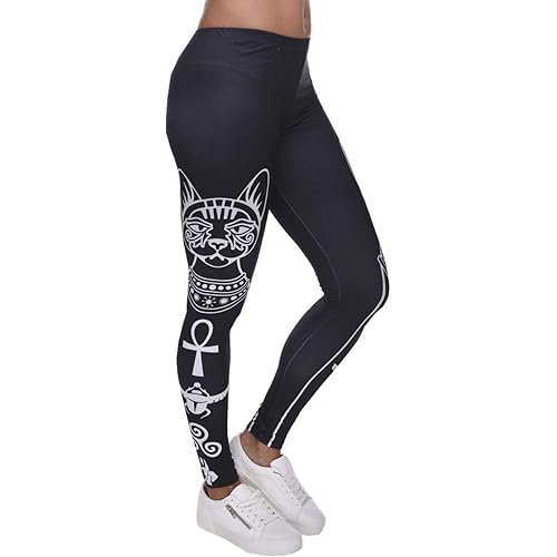 Ndoobiy Women's Printed Leggings Full-Length Regular Size Workout Legging Pants Soft Capri L1