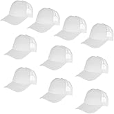 10 PCS Sublimation Blank Trucker Hats, Plain Baseball Caps with Adjustable Back Strap Unisex Mesh Caps for Men and Women DIY