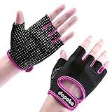 Dopobo Women Weightlifting Gloves Sports Gloves Unisex Half-finger Women Girls Gym Gloves for Dumbbells, Weight Lifting, Spinning, Yoga, Cycling(Black&Rose, S)