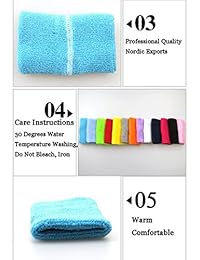 runworld 4 inch Sweatband pulsera algodón Deportes Baloncesto Fútbol Tenis absorbente   Rizo Athletic muñeca sudor banda Fits a los hombres mujeres (Par)