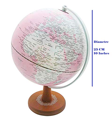 Exerz 10" Globe Pink with LED Light/ 2 in 1 Globe/Day and Night Illuminated Globe, Hidden Printing of Flower Images Inside When lit on. (25cm Pink) - Thumbnail 3