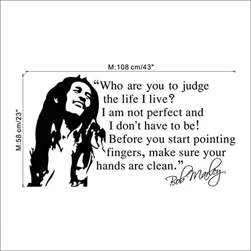 LQQQQT Wall Sticker Music Star Bob Marley Quotes Vinyl Home Decals Poster Art Diy Wallpaper Wall Stickers Decoration For Music Party Large