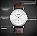 Mens Unique Analog Quartz Business Casual Dress Wrist Watch Leather Band Minute Dial with Special Lug Design, White Simple Dial, 98FT Waterproof 30M 3ATM Water Resistant - Silver