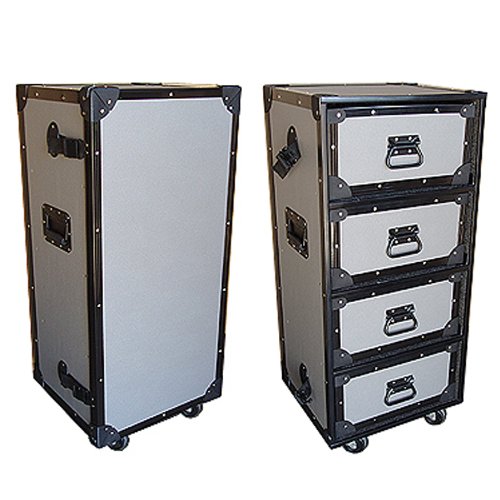 Tuffbox Grey Medium Duty Portable Tool Box with 4 Drawers - Water Repellent - 15.5 x 16 x 37.5 Inches