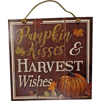 greenbrier international fall harvest pumpkin hanging kisses wishes sign wall amazon