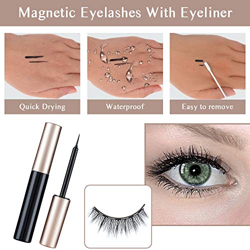 Magnetic Eyelashes with Eyeliner, WanderLand 6 Pairs Upgraded Magnetic lashes Kit, Upgraded 3D Magnetic Eyeliner and Magnetic Eyelash Kit - No Glue Needed