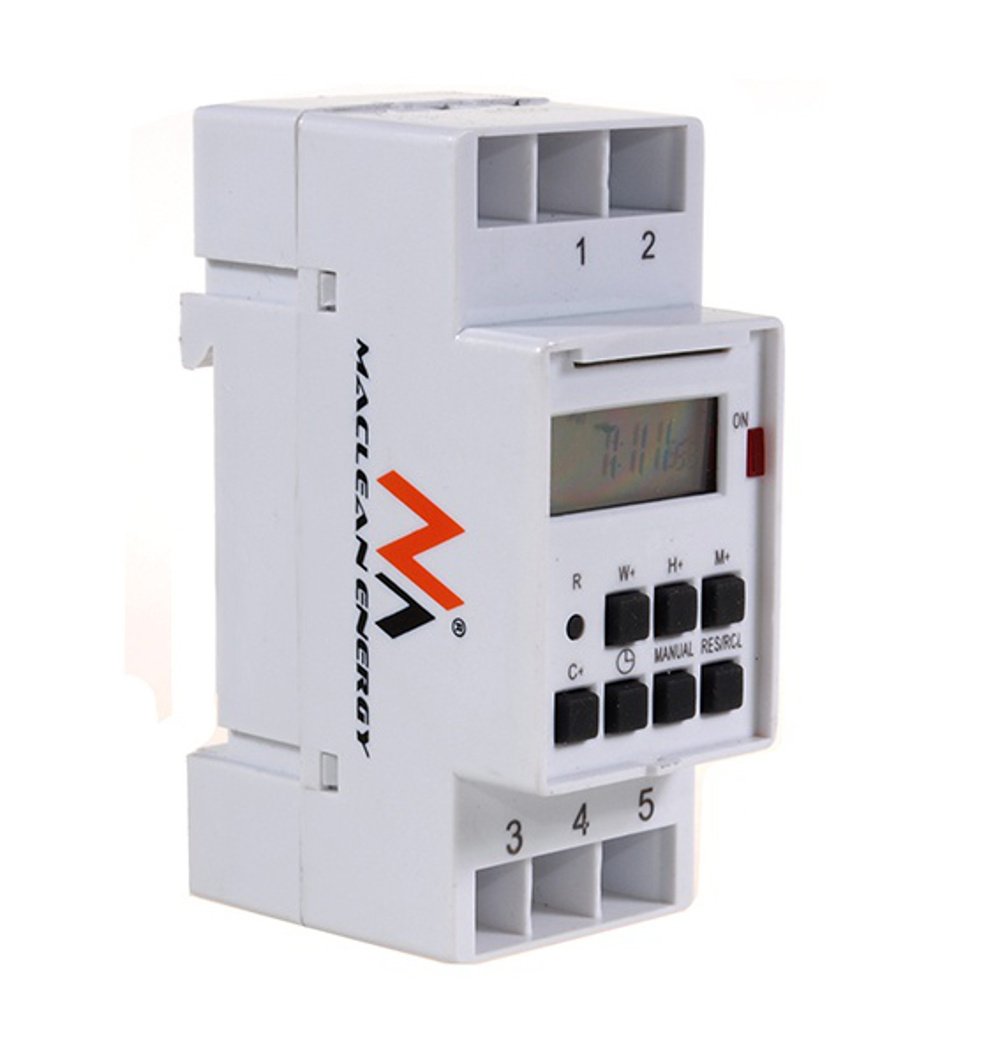 Maclean MCE09 Digital Timer Din Rail Home Kitchen 10 Programs 3600W Max 156 Programs Electric Timer,White