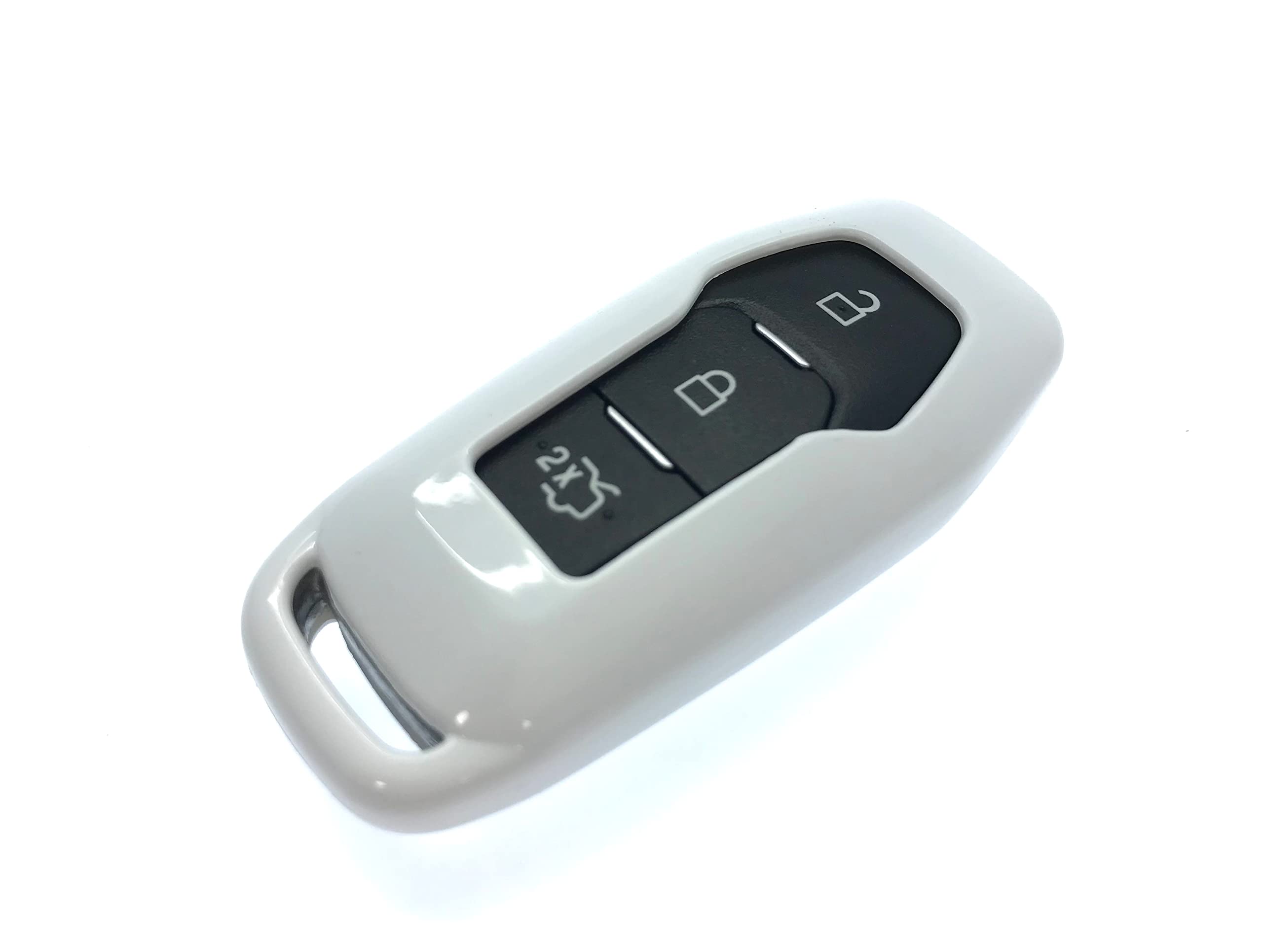 HIGH GLOSS HARD SHELL 2015 2016 2017 FORD 3 BUTTON SMART KEYLESS FOB REMOTE PROTECTOR COVER FOR FORD MUSTANG 5.0 GT MONDEO FUSION GALAXY (WHITE)