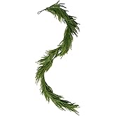 Melorca&Guilla Norfolk Pine Garland,1Pcs 6ft Real Touch Norfolk Pine Garland Realistic Christmas Garland for Christmas Decorations (1, 6ft-001)