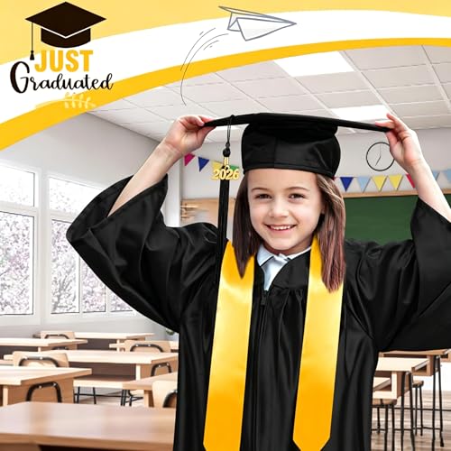 GOGOBAO Kindergarten Graduation Cap and Gown Set with Tassel 2025 Charms Graduations Stoles for Kid Preschool