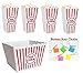 Retro Popcorn Set Bowl Plastic Classic Tub Red & White Striped Container Container Movie Theater Bucket Reusable Set Of 5