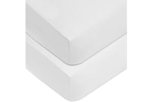 American Baby Company 2 Pack 100% Natural Cotton Fitted Mini Crib Sheets 38" x 24" - Soft & Breathable Small Nesting Portable Sheets, Fits Pack N Play Mattresses, Snow White, for Boys & Girls