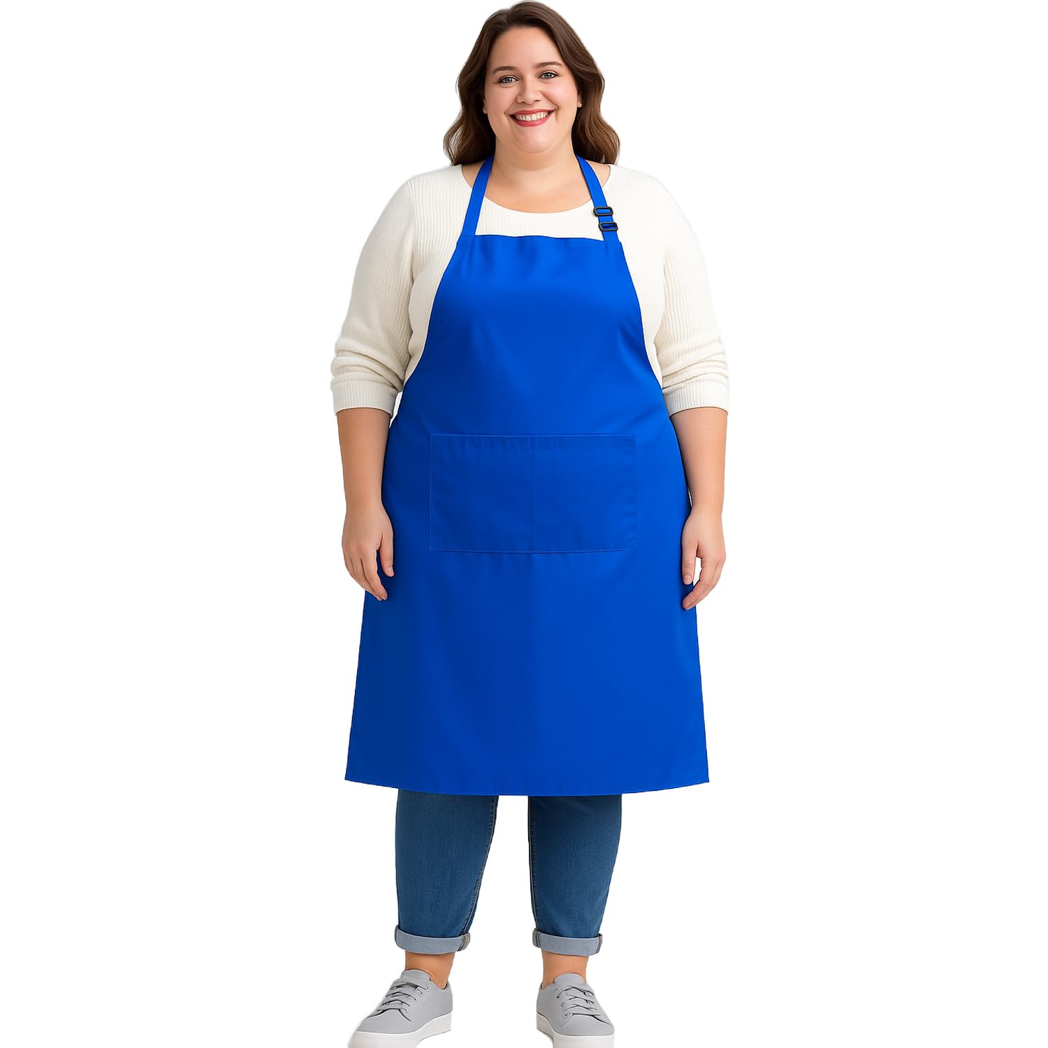 Urby Kitchen Cooking Aprons for Women with Pockets Plus Size, Ideal For XL XXL or Waist W38+. Extra Large and Long Also Fits Big and Tall Men, or Use As Full Coverage Apron. (Royal Blue)