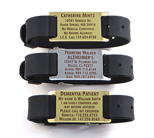Premium Alzheimers Dementia / Identification Bracelet - Free Dark Laser Engraving Custom Personalization