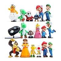 18 Pcs (1 Set ) Super Mario Bros Super Mary Princess, Turtle, Mushroom, Orangutan , Super Mary Action Figures, 1.2 "- 2"