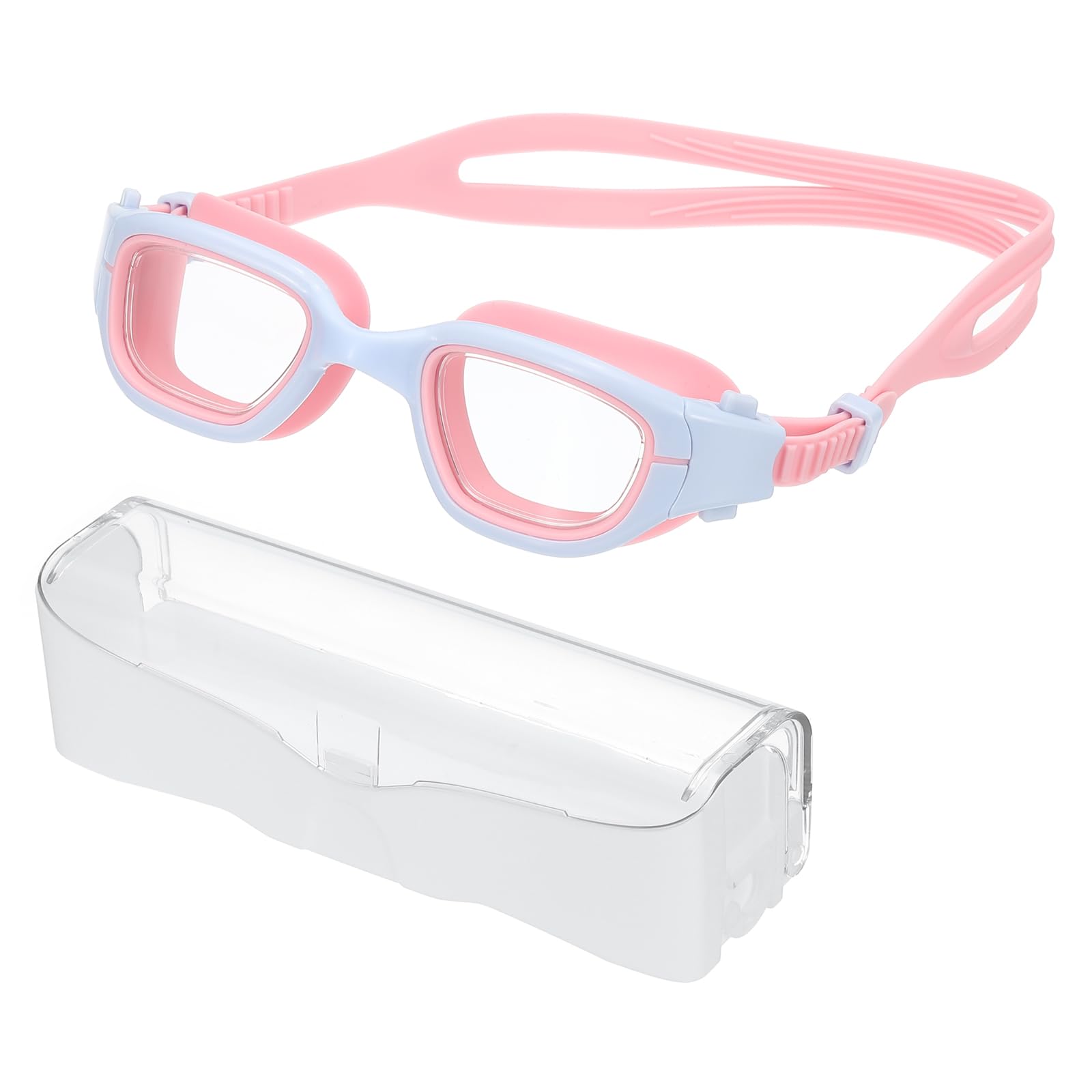 PATIKIL Swim Goggles Unisex, Pool Swimming Goggles Sun Rays Resistance No Leaking with Storage Box for Teenagers, Blue/Pink