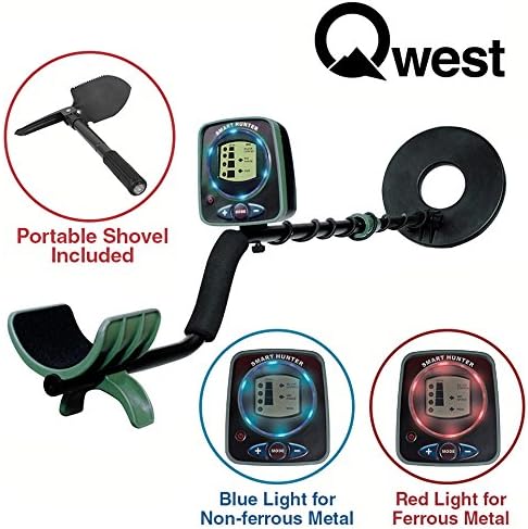 Dual LED 50" Metal Detector Kit w/ Shovel Scoop Treasure Hunter, Lightweight Waterproof Coil Sensitive Search Gold Digger Hunter