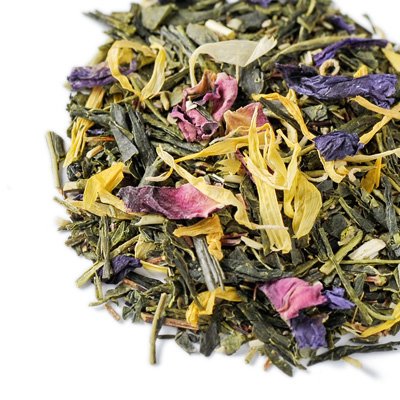 Lupicia Happiness Green Tea & Green Rooibos Blended with Grapefruit, White Peach Momo and Flower Petals