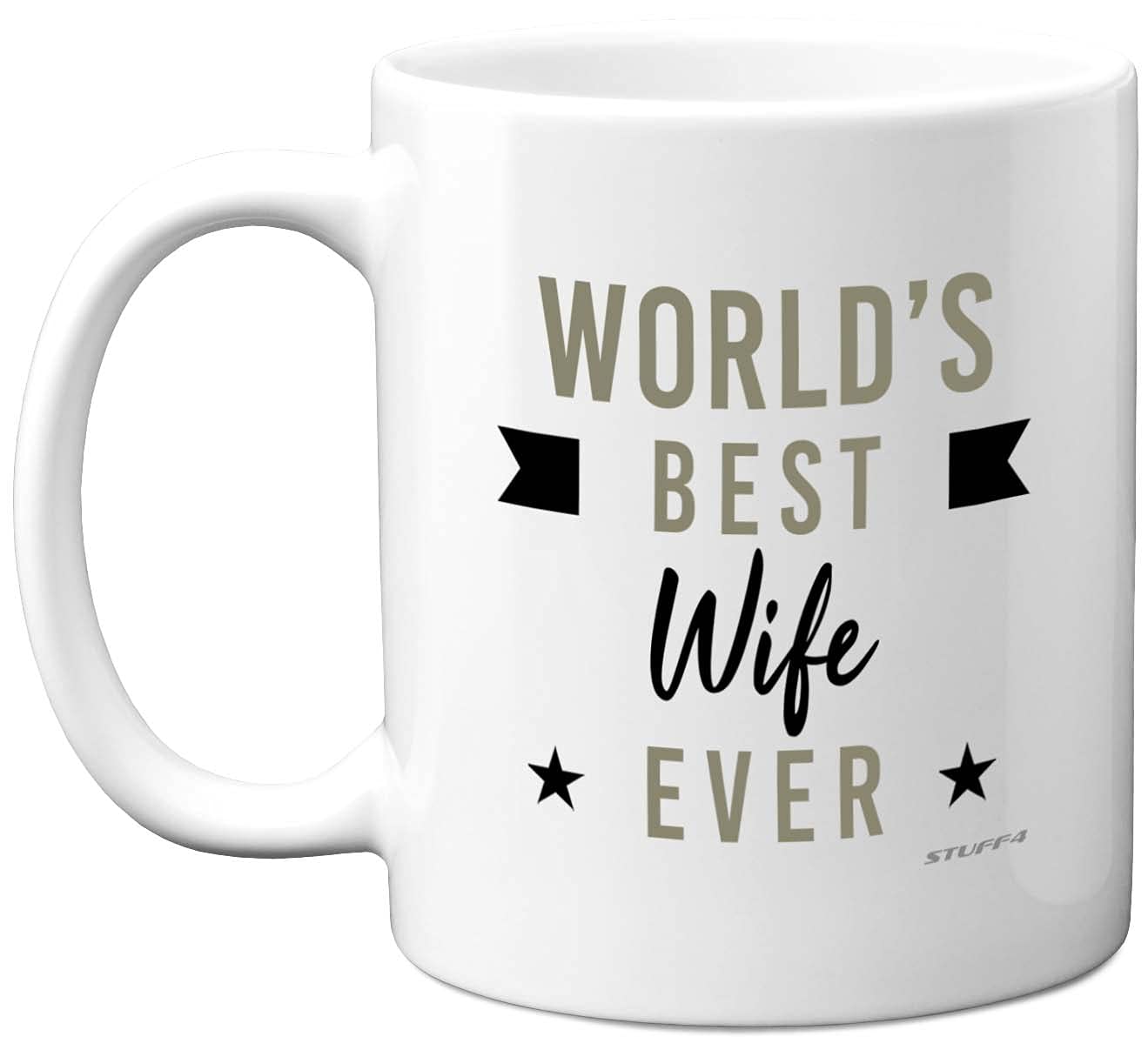 Stuff4 Anniversary Mug Gifts for Wife - Worlds Best Wife Ever Mug - Wedding Anniversary from Husband Birthday Present Ideas, I Love You Valentines Gift for Her, 11oz Ceramic Coffee Cup