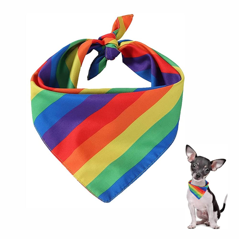 DAJUXIN Rainbow Dog Bandanas Breathable Triangle Scarfs for Small Medium Pet Cat Dog Costume Accessories, Cotton, Multicolour, 65 x 48 cm