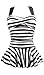 MiYang Women's Swimwear One Piece Slimming Skirt Tummy Control Swimdress Bathing Suit Black and White Large US 12-14