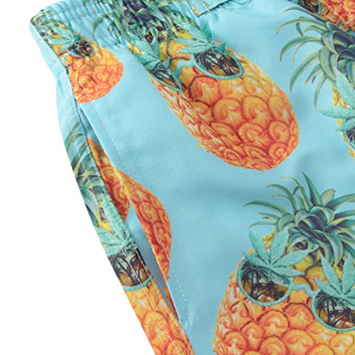 BFUSTYLE Toddler Boy Quick Dry Rash Guard Swim Trunks Mesh Lining Swimwear Green Blue Pineapple Glasses Printing Cute Beach Shorts Waterproof Surf Board Short Pants for Kids Boys 5-6 Years Old