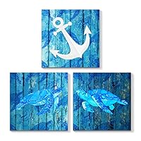 3 Piece Canvas Wall Art - Ocean Theme Mediterranean Style - Canvas Prints Home Artwork Decoration for Living Room,Bedroom - 12