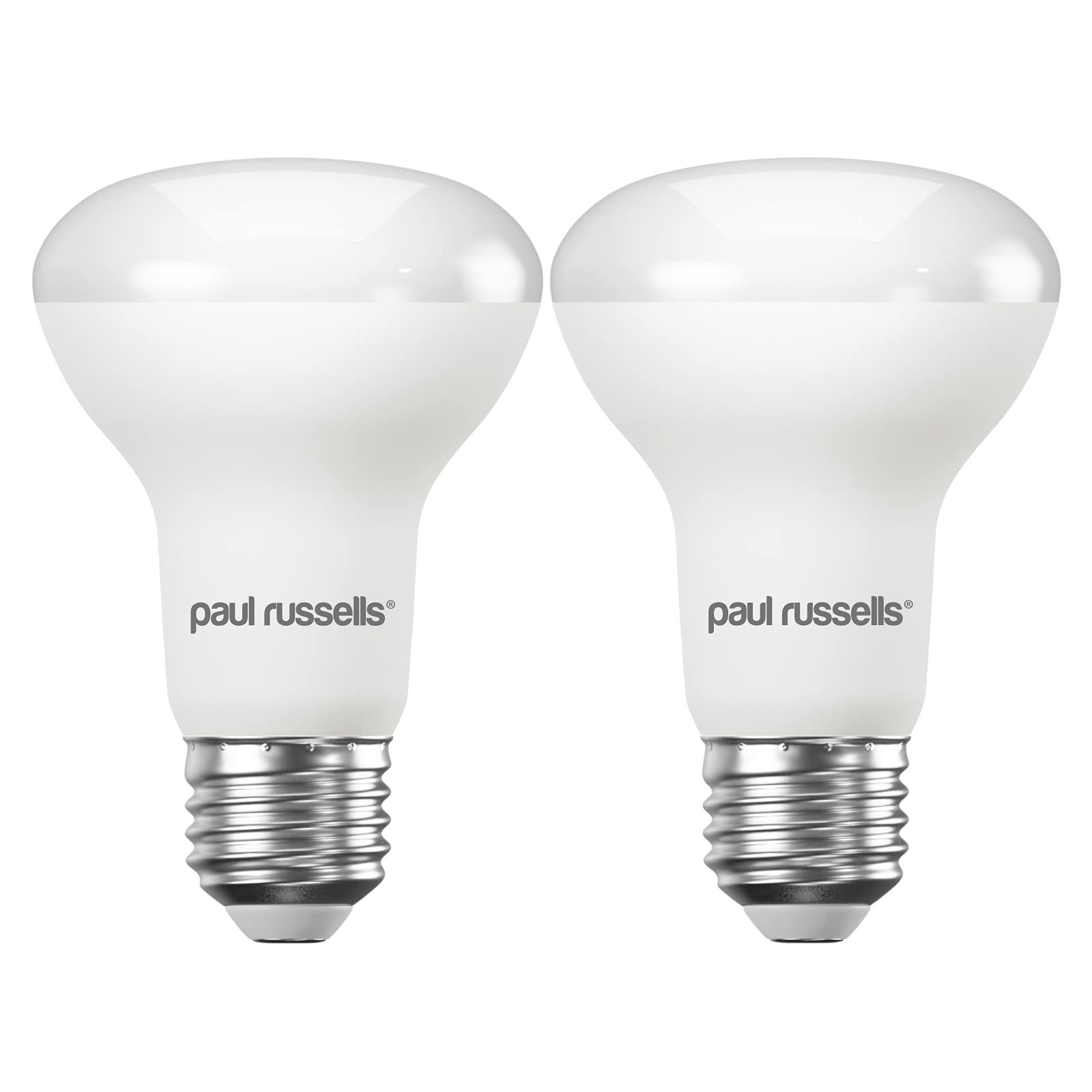 Paul russells Day Light E27 Spotlight 8.5W LED Reflector R63 Light Bulbs Edison Screw 60w Incandescent Bulb Equivalent 806 Lumen 6500K Frosted 120° Beam Angle ES Lamp Bulbs Pack of 2