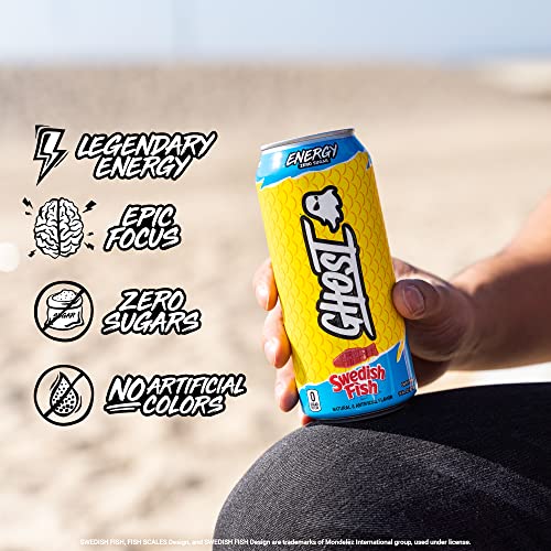 GHOST ENERGY SugarFree Energy Drink 12Pack, SWEDISH FISH, 16oz Cans
